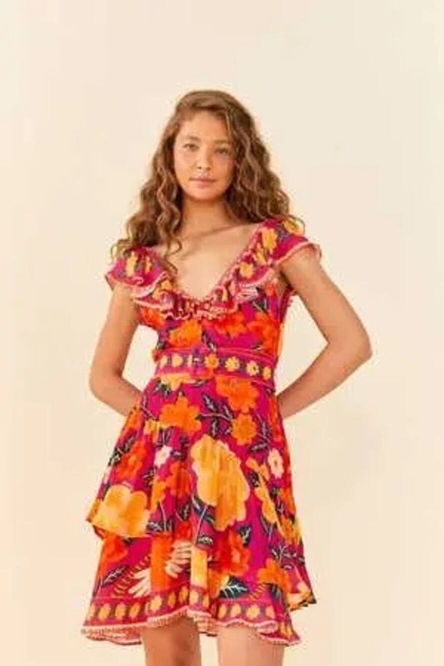 Farm Rio Flowers Tapestry Belted Dress Women’s Size Medium Resort Vibrant $240